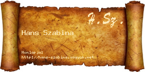 Hans Szabina névjegykártya